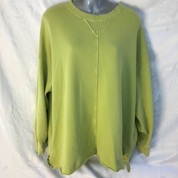Aerie Lime Green Distressed Pullover Staying Kind Feeling Cool Sz XS Sweatshirt - Picture 15 of 16